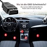 Tesecu OBD2 Diagnosegerät, Fehlerauslesegerät kfz, Auto OBD II Code Scanner Fahrzeug Fehlercodeleser für alle OBDII Protokoll Autos - 6