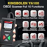 KINGBOLEN OBD2 Diagnosegerät YA100 Diagnosegerät Auto für Alle Fahrzeuge, Modus 6&Check Engine Light,obd2 Code Scanner für Alle OBDII/EOBD/CAN Protokoll Autos Seit 1996,Lebenslanges Kostenloses Update - 2