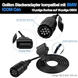 Goliton OBD2 Diagnosekabel 10 Pin Ersatz für BMW ICOM D Modul OBD Kabel 10 Pin Kompatibel mit BMW Motorräder Diagnosekabel Werkzeuge Arbeiten mit BMW ICOM oder BMW ICOM A2 A3 - 2
