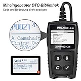 UEZNIRN OBD2 Diagnosegerät Auto OBD Diagnose Scanner für Lesen und Löschen Fehlercode und Batterie Test arbeitet an 12V Autos mit OBD 2 / EOBD/CAN-Modi und 16-Pin OBDII-Schnittstelle - 6